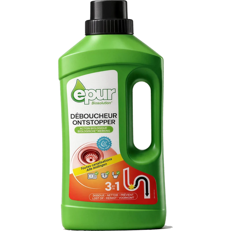 Déboucheur toutes canalisations Epur, flacon de 1 litre
